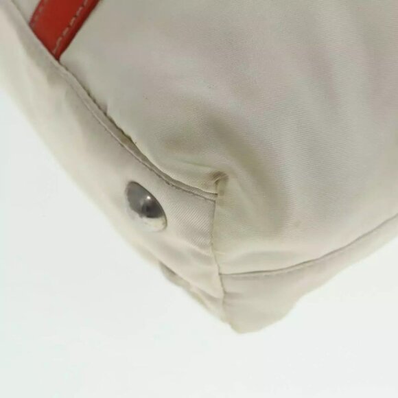 PRADA Hand Bag Nylon 2way Cream Silver Auth 89096 - Picture 15 of 16
